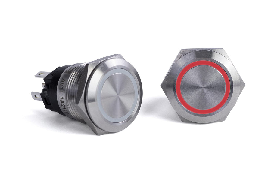 Push Button Switch, Sierra AV10030R, Red Halo