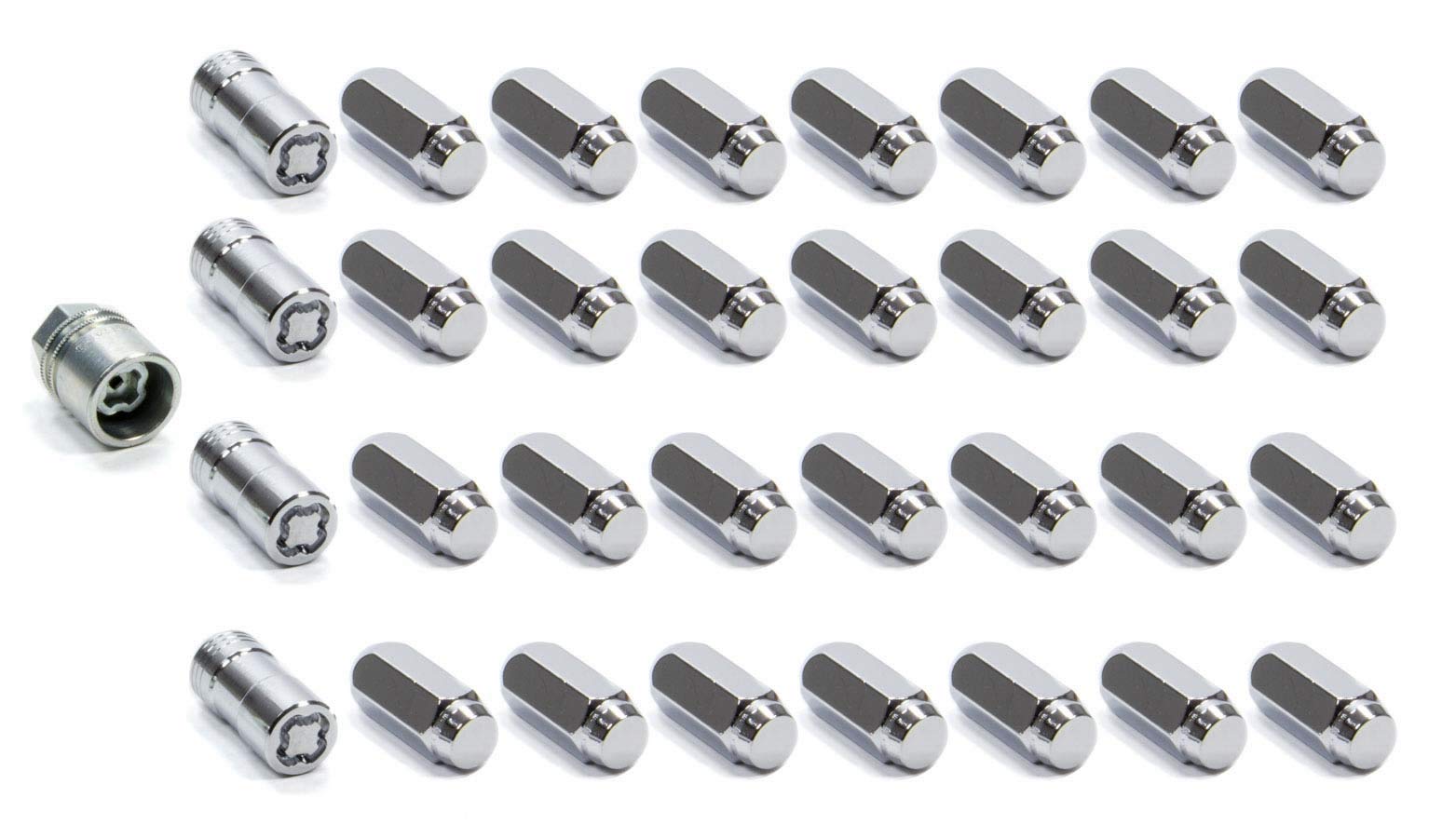 Chrome Cone Seat Wheel Installation Kit McGard 84820 (M14 x 1.5 Thread Size) - for 8 Lug Wheels, 28 Lug Nuts / 4 Locks / 1 Key / 1 Storage Pouch