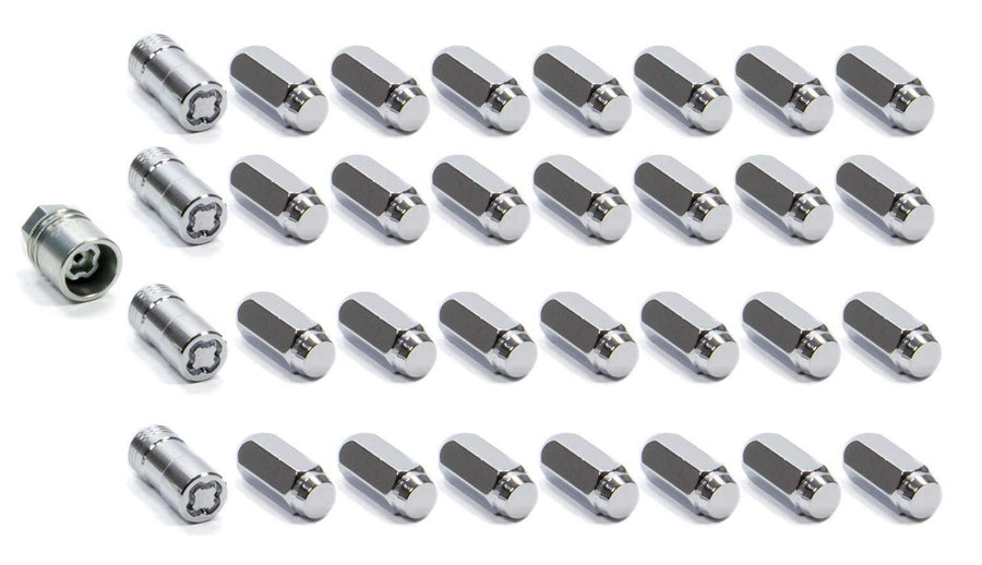 Chrome Cone Seat Wheel Installation Kit McGard 84820 (M14 x 1.5 Thread Size) - for 8 Lug Wheels, 28 Lug Nuts / 4 Locks / 1 Key / 1 Storage Pouch