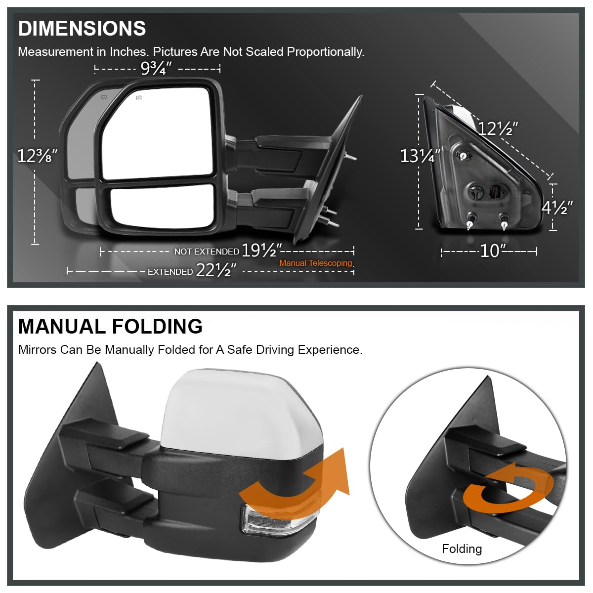 Chrome Power Heated Towing Mirrors Spec-D Tuning [2015 Look] w/LED Signal Compatible with 2007-2014 Ford F150 Pickup Left + Right