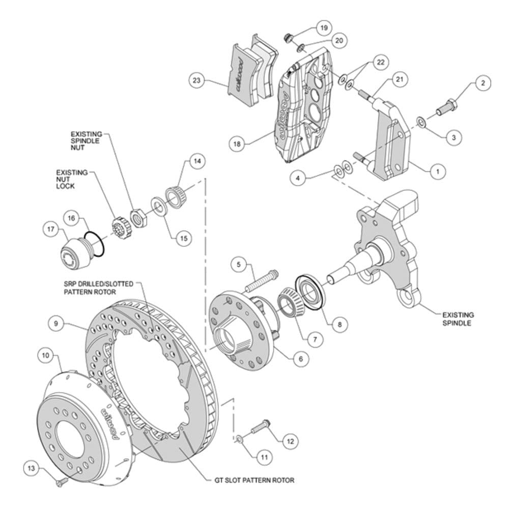 140-11548-DR WILWOOD FNSL6R Front Hub Kit,12.88", Drill, Red Magnum Force Drop Spndle