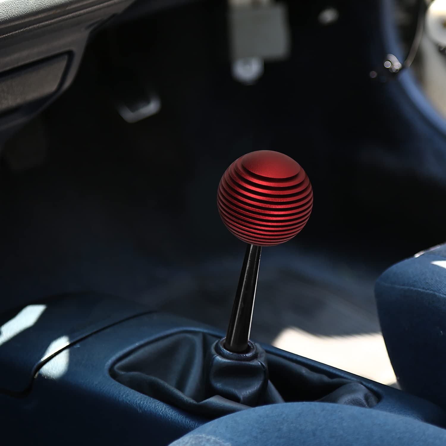 NRG Innovations Universal Aluminum SK-703RD Shift Knob with Thread Adapters, Heat Sink Style Round Ball Shape, Red
