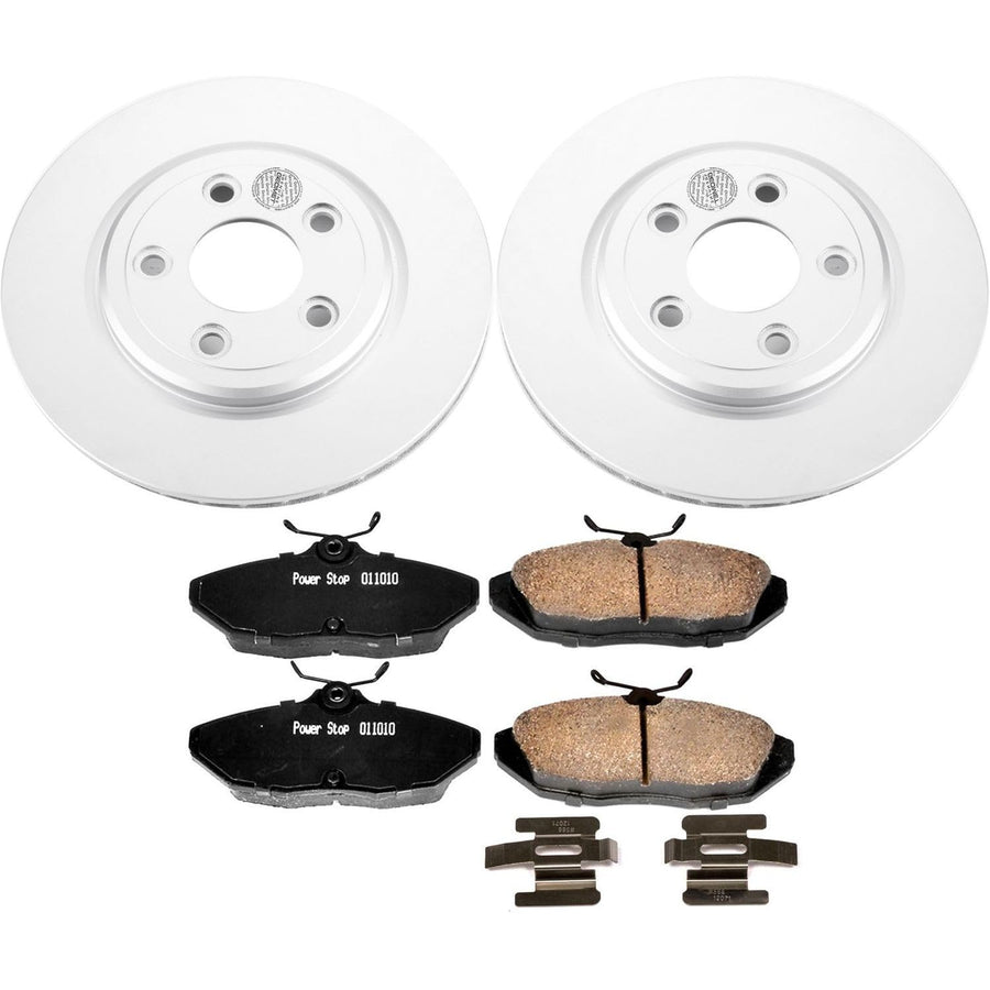 Power Stop Coated CRK1360 Brake Rotor and Ceramic Brake Pads- Rear For Jaguar S-Type 2000-2002 [Model Specific]