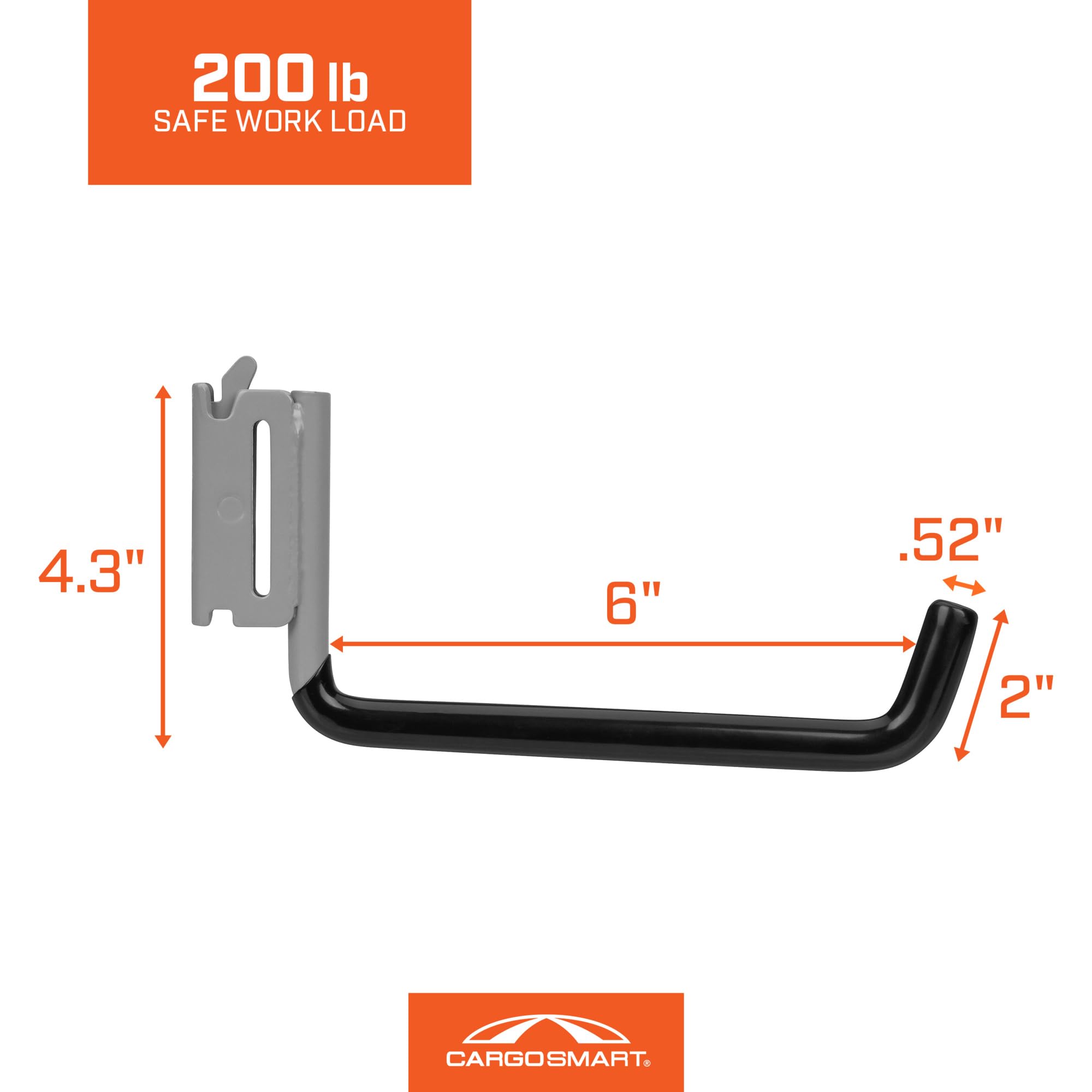 Grey Powder Coat Large Flat Hook 1 Pk