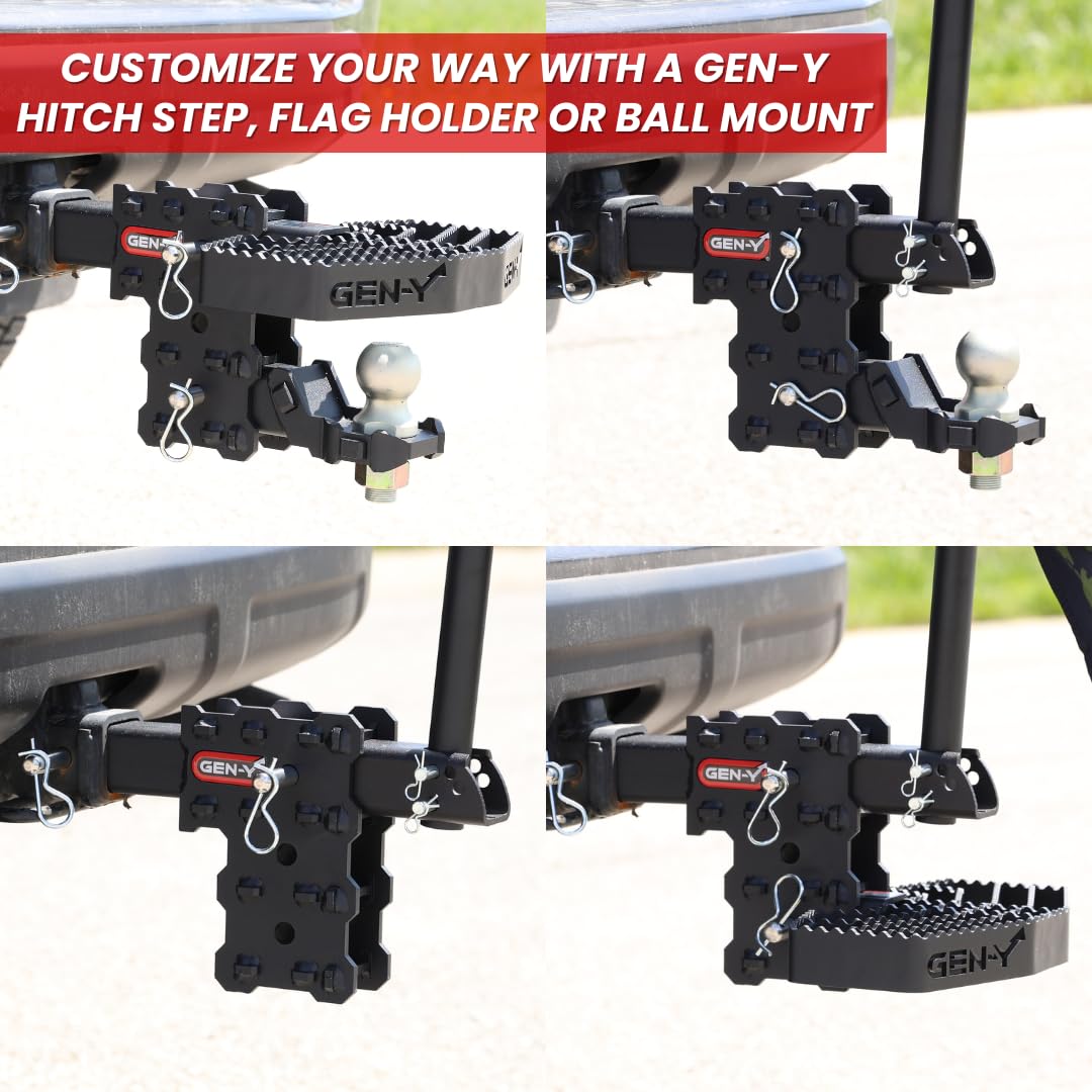 GEN-Y Serrated Hitch Step Hitch | 400 LB Capacity | Fits 2-Inch Receiver on Truck or Hitch | Non-Slip Design | Great for Scraping Boots & Shoes | Black