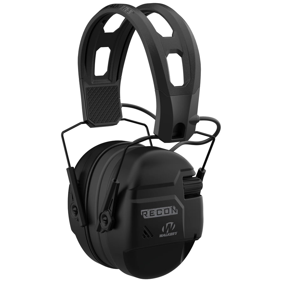 WALKER'S Recon Digital Muffs - HD Speakers Durable IPX4 Weather-Resistant Hunting Range Shooting Hearing Protection Electronic Muffs, 3.5mm Audio Jack, 2 AAA Batteries Included, Black
