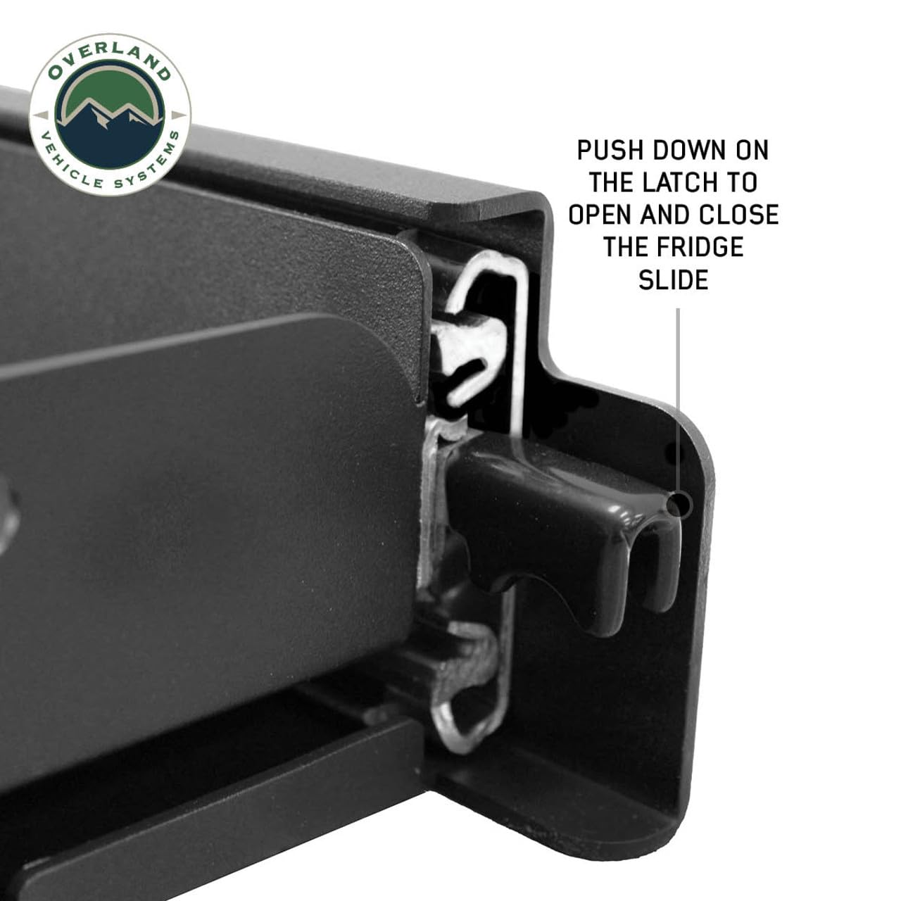Heavy Duty Overland Vehicle Systems Fridge Slide - Weather Resistant Black Powder Coat Universal Fitment - Aircraft Grade Aluminum and Stainless Steel Hardware