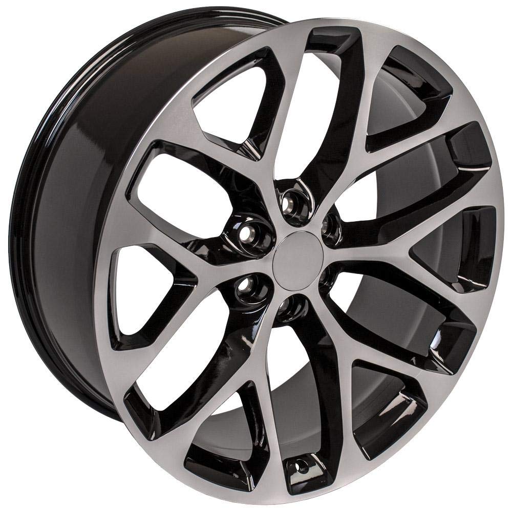 24 Inch OE Wheels CV98B Rim Fits Silverado 1500 Snowflake Style 6x139.7 24x10 Gloss Black Machined - Hollander 5668 (1)