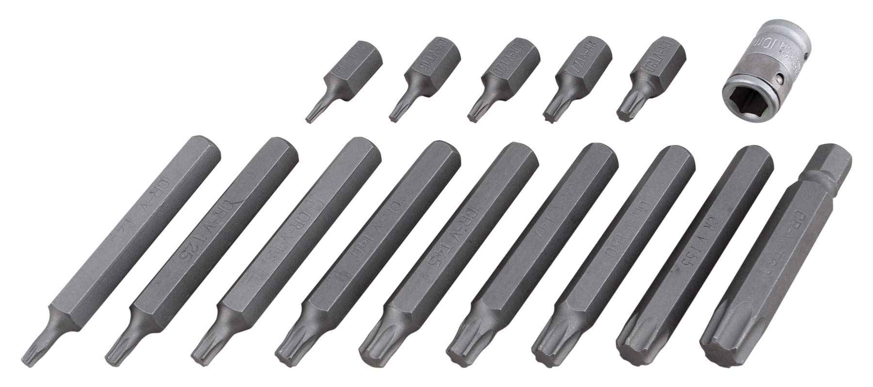 W38805 Performance Tool 3/8" Drive 6-Point Star Bit Set, 26-Piece with Holder, Chrome Vanadium Steel Construction, Corrosion Resistant