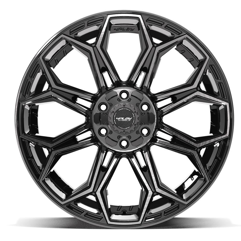 22 Inch 4PLAY Wheels 4P83 Rim Fits 6x135 & 6x139.7 Gloss Black Brushed with Tinted Clear (1)