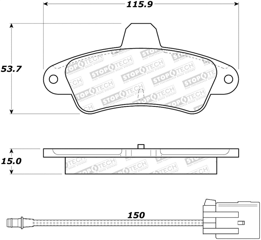 Rear StopTech 308.06610 Brake Pads with Shims Street
