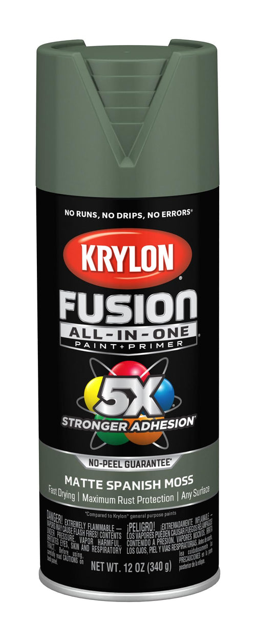 Krylon All-In-One Adhesive Spray Paint for Indoor/Outdoor Use, 12 oz, Spanish Moss