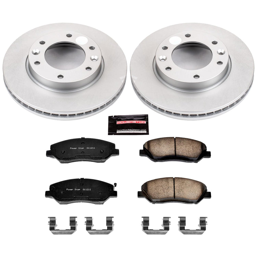 Power Stop CRK4664 Brake Rotor & Coated Ceramic Brake Pads- front For Hyundai Entourage 2007-2008, Kia Sedona 2006-2012, Kia Sedona 2014 [Model Specific]