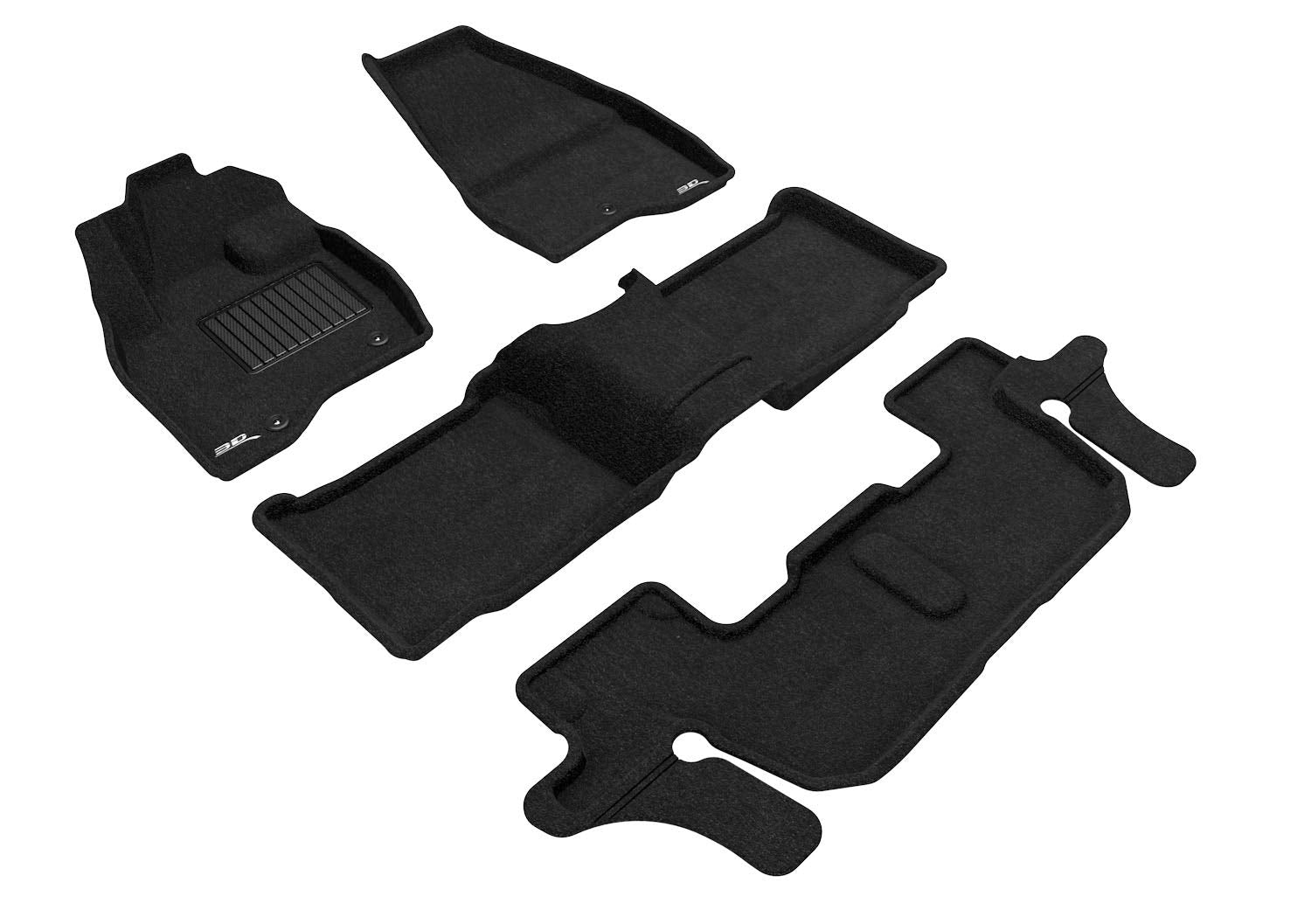 3D MAXpider Floor Mat Elegant (Black) Compatible with Ford Explorer 2017-2019 (w/Bench 2nd Row, Single Post on Front Passenger's Floor) - Full Set