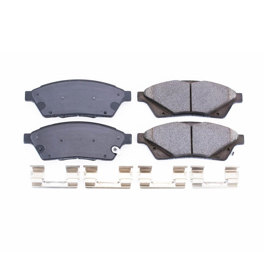 Power Stop Brake Kit Front For Cadillac SRX 2010-16 | Saab 9-4X 2011 - Ceramic Brake Pads With Installation Hardware, 17-1422