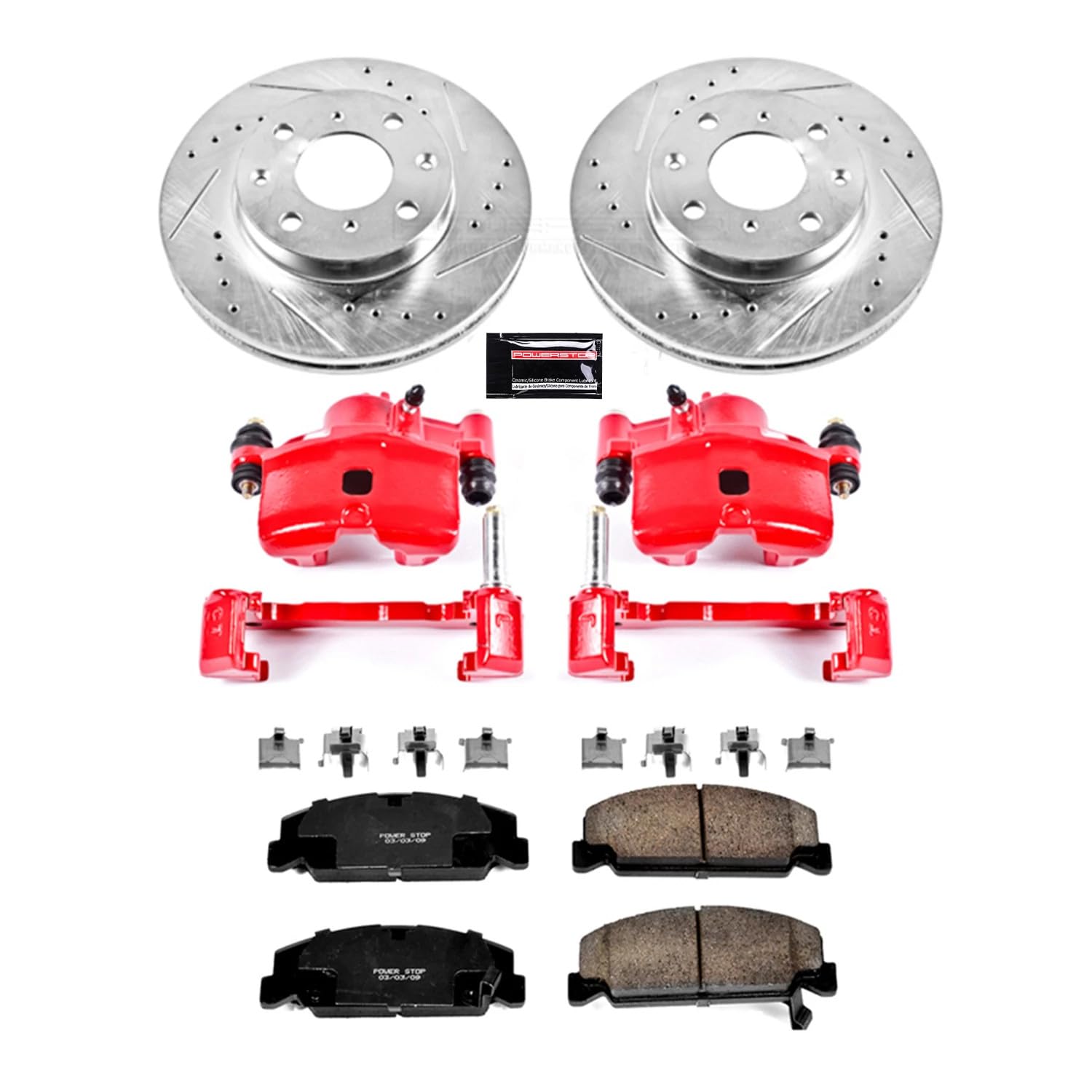 Power Stop 1-Click Performance Brake Kit with Caliper For Toyota Avalon 2005-2007, Toyota Camry 2005-2006, Toyota Solara 2004-2008 [Model Specific]