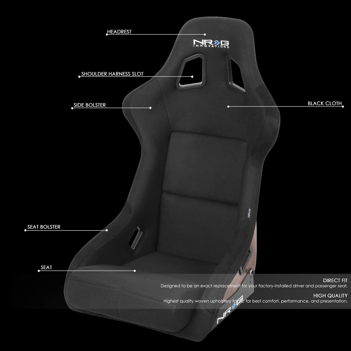 NRG Innovations Fixed Back NRG-RSC-302CF-RD Bucket Racing Seat with Universal Side Mount Bracket,Red Carbon Fiber Back, Black/Red