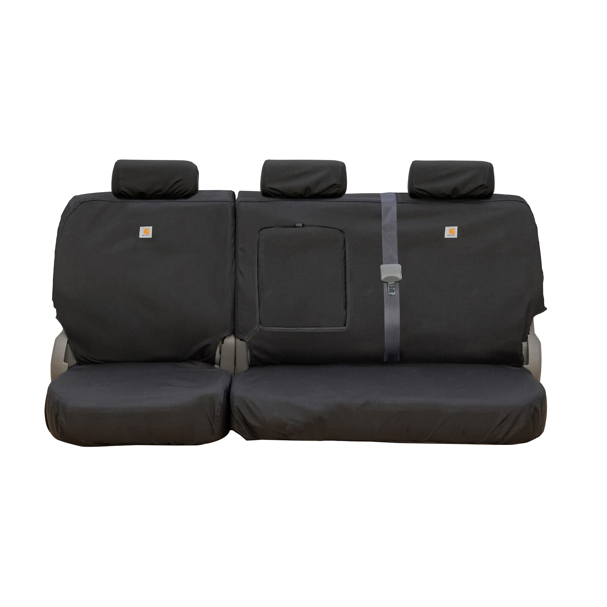 Covercraft Super Dux Carhartt SeatSaver Custom Seat Covers | SSC8486COBK | 2nd Row 60/40 Bench Seat | Compatible with Select Chevrolet Silverado/GMC Sierra Crew Cab or Double Cab Models | Black
