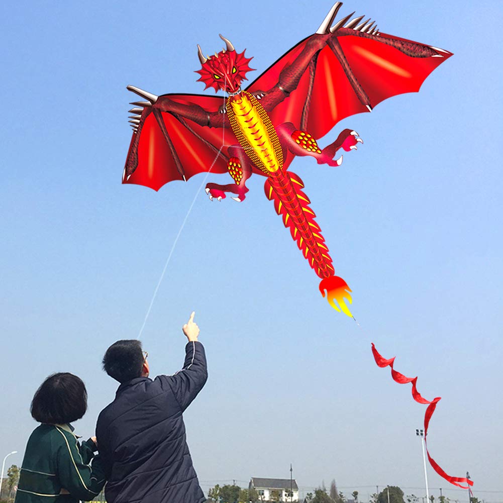 Flying Tail with Kite Outdoor for Children Park Family Classical Dragon Cloth