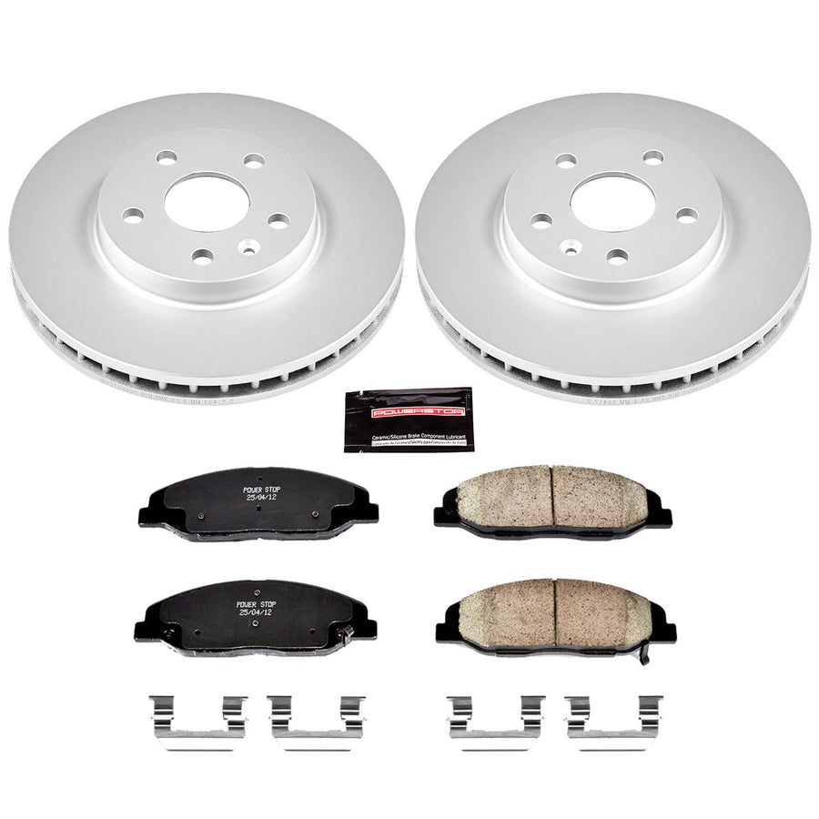 Power Stop CRK4721 Brake Rotor & Coated Ceramic Brake Pads- front For Cadillac CTS 2008-2014 [Model Specific]