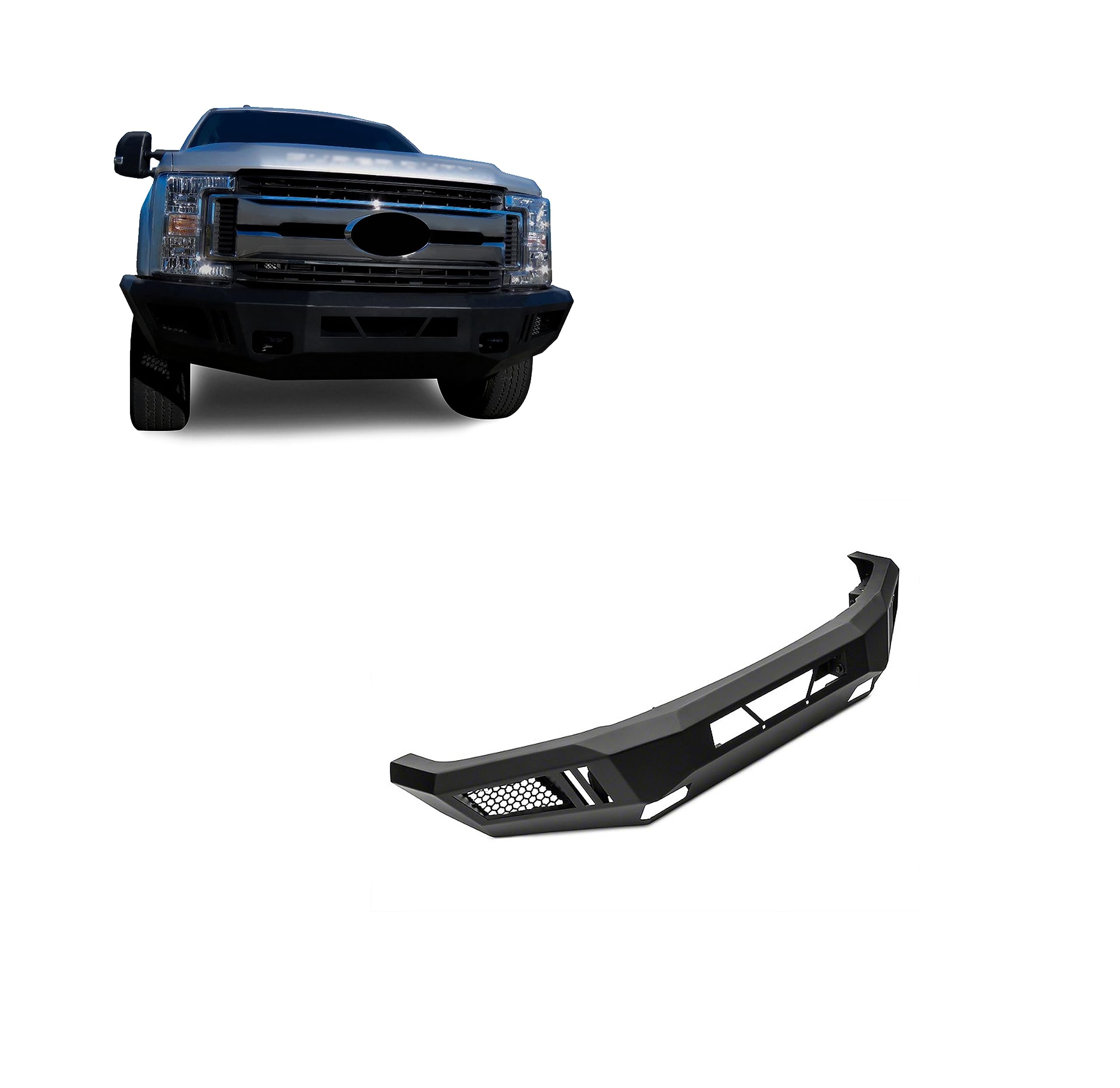 Heavy Duty Black Horse Armour Front Bumper Armour I Front Bumper Matte Black Compatible with 2017-2023 Ford F-250 Super Duty|2017-2023 Ford F-350 Super Duty-AFB-F217