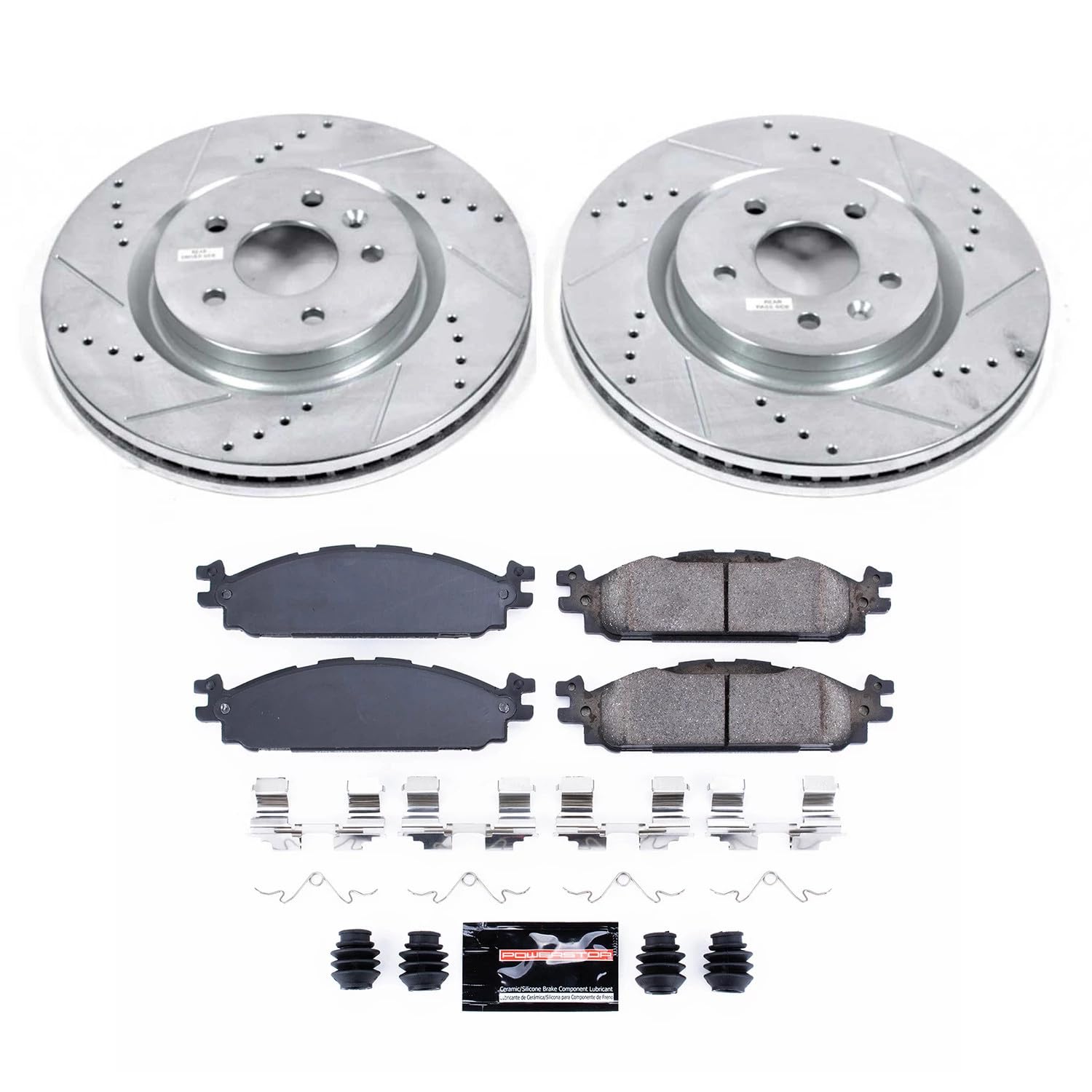 Power Stop K5583 Front Carbon-Fiber Ceramic Brake Pad and Drilled and Slotted Rotor Z23 Daily Driver Kit For Ford Explorer, Ford Flex, Ford Taurus, Lincoln MKS, Lincoln MKT [Model Specific]