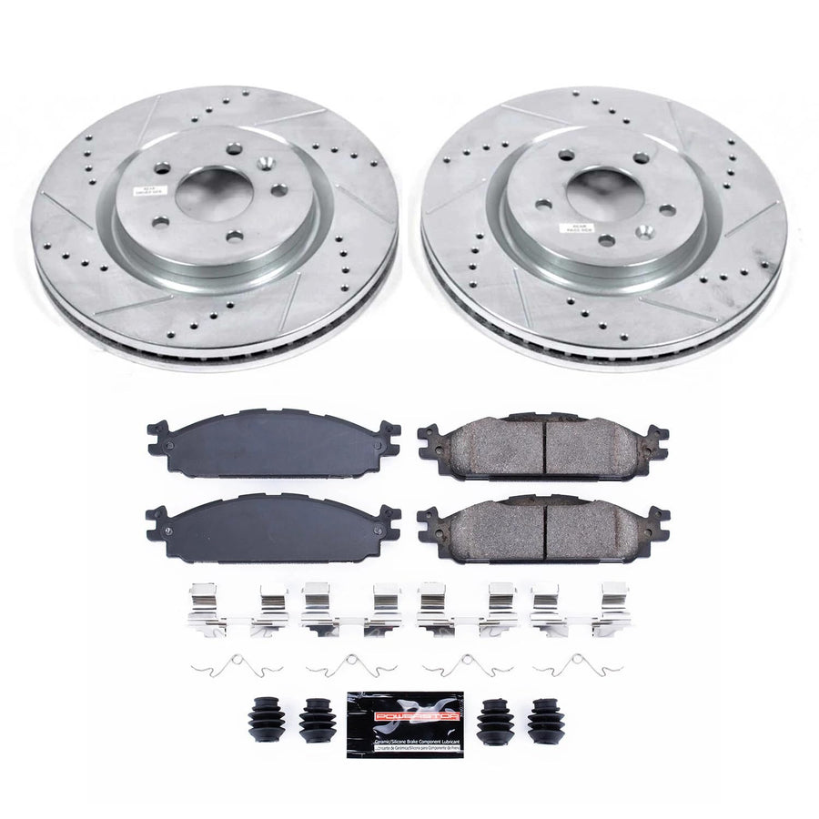 Power Stop K5583 Front Carbon-Fiber Ceramic Brake Pad and Drilled and Slotted Rotor Z23 Daily Driver Kit For Ford Explorer, Ford Flex, Ford Taurus, Lincoln MKS, Lincoln MKT [Model Specific]