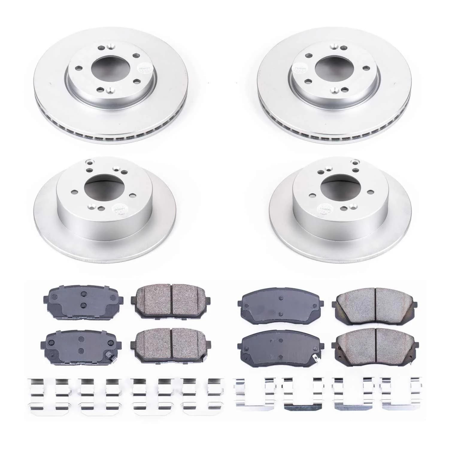 Power Stop CRK5852 Brake Rotor & Coated Ceramic Brake Pads- front & rear For Kia Rondo 2007-2010 [Model Specific]