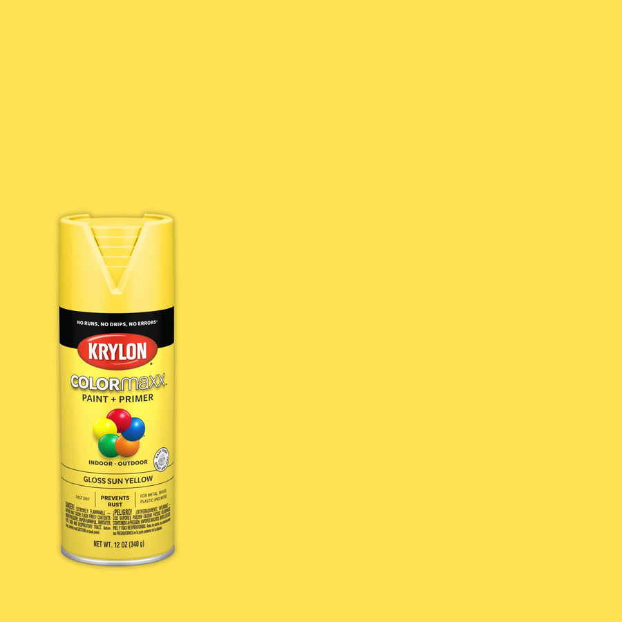 Krylon K05541007 Spray Paint and Primer COLORmaxx for Indoor/Outdoor Use, Gloss Sun Yellow, 12 Ounce (Pack of 1)