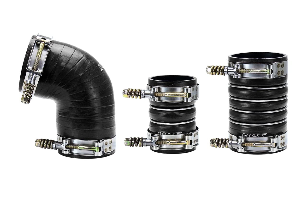 HPS Performance Black Ultra High Temp Silicone Intercooler Hose Boots Kit Reinforced Compatible for 2006-2010 Chevy Silverado 2500 3500 GMC Sierra 2500 3500 6.6L Duramax Diesel, 57-1573-BLK