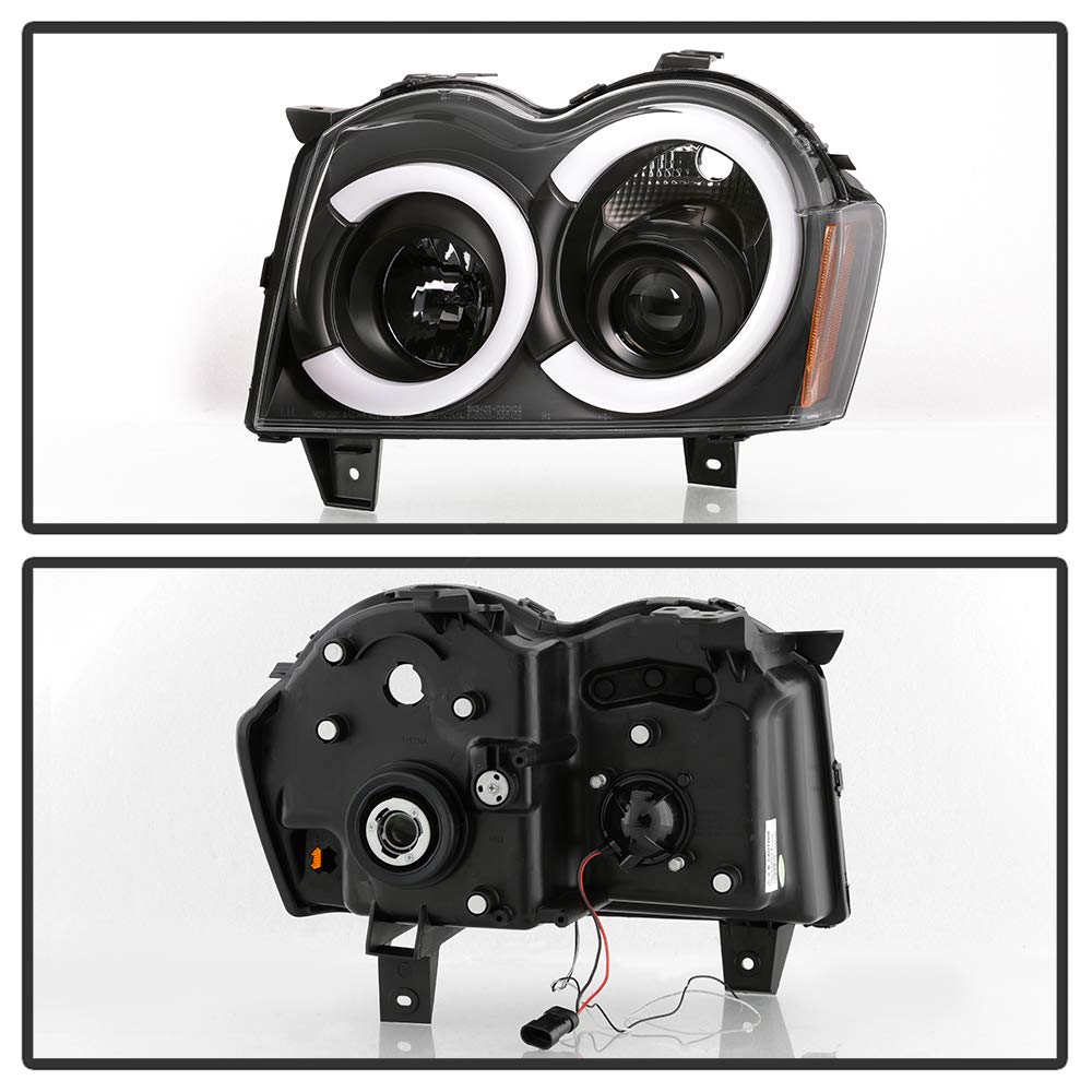 Jeep Grand Cherokee 05-07 Spyder 5086129 Light Bar Projector Headlights - Low Beam-HB4(Not Included) ; High Beam-H1(Not Included) ; Signal-3157NA(Not Included) - Black