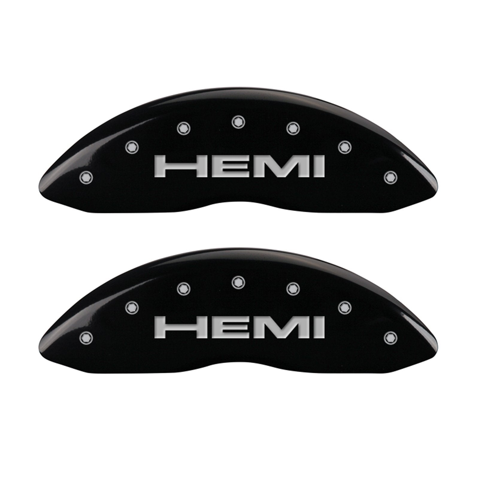 MGP Caliper Covers 'Hemi' Engraved Caliper Cover 12088SHEMBK with Black Powder Coat Finish, (Set of 4)