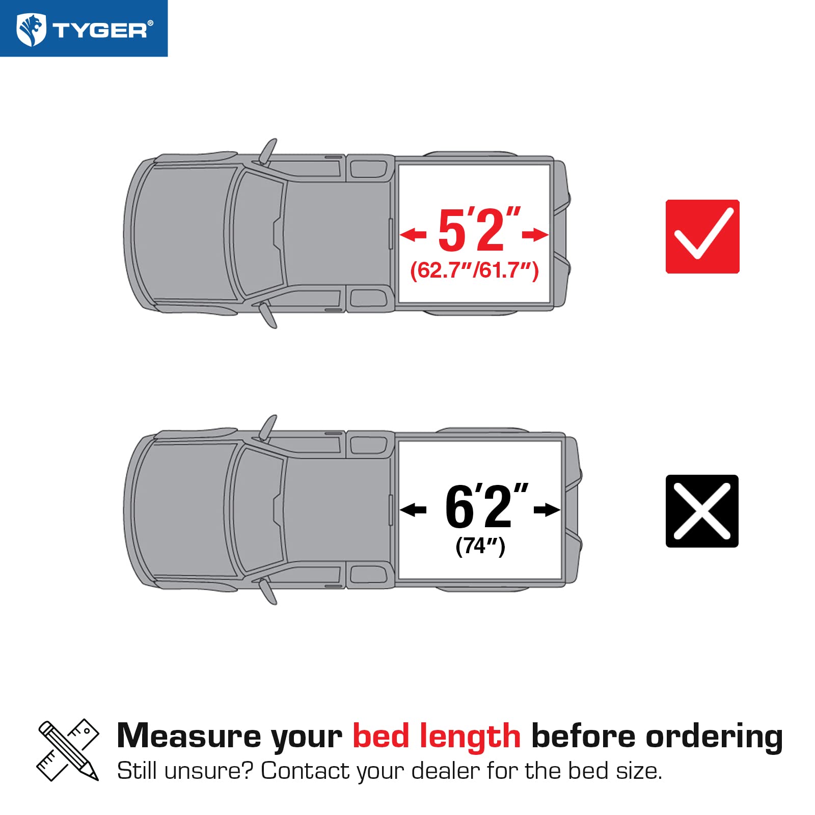 Tyger Auto T3 Soft Tri-Fold Tonneau Cover Truck Bed Compatible with 2015-2022 Chevy Colorado / GMC Canyon | Fleetside 5'2" Bed (62") | TG-BC3C1039