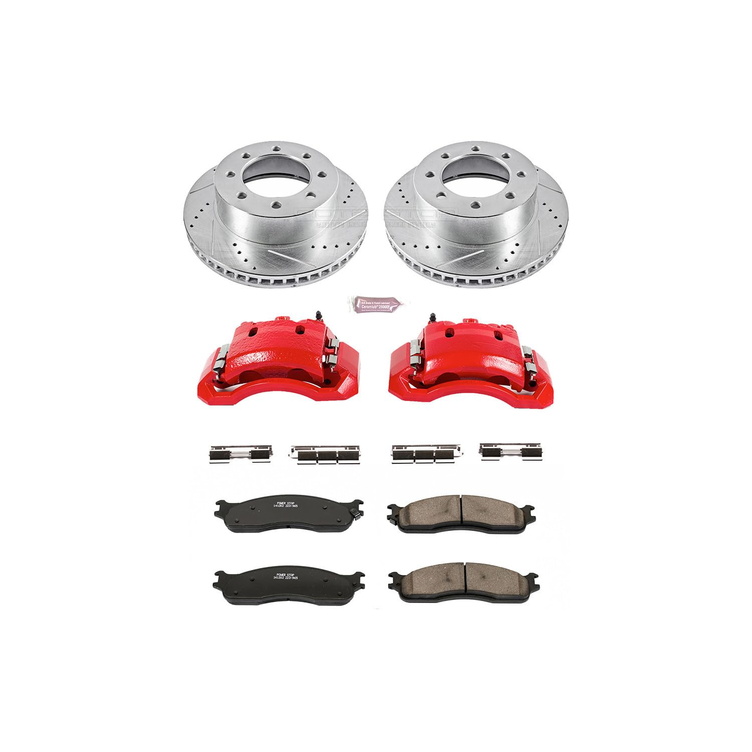 Power Stop Z23 Evolution Sport KC2203 Brake Kit with Powder Coated Calipers (Brake Pads, Drilled/Slotted Rotors) For Dodge Ram 1500, Dodge Ram 2500, Dodge Ram 3500 [Model Specific]
