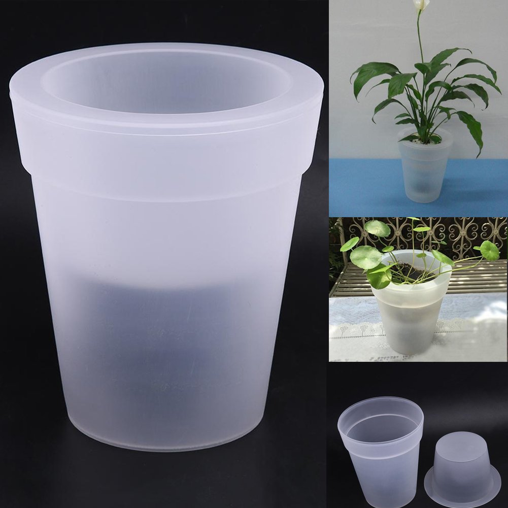 LED Plant Pot QIND, Solar Power Flower Pot, Indoor Outdoor Flowerpot with LED Lighting, Creative Plastic Modern Planter Vase Landscape Decorative Light for Garden Yard Patio, (White)