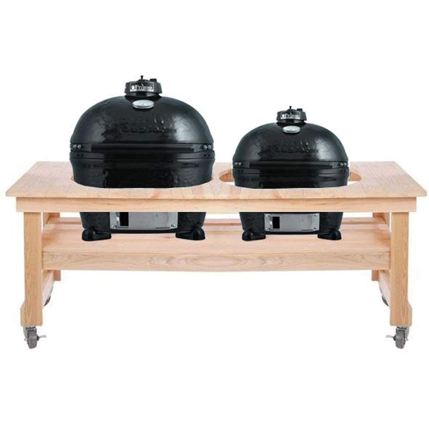 Cypress All Event Table - Oval Xl & Oval Junior Primo Ceramic Charcoal Smoker Grills On