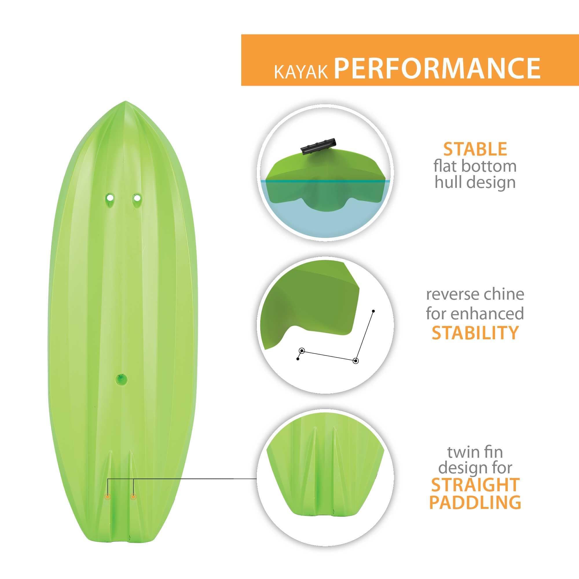 Youth Lifetime Wave Kayak with Paddle, 6 Feet (Green)