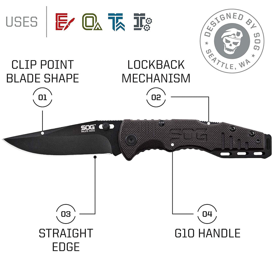 SOG Knives - Mini Salute, Black Oxide, G10