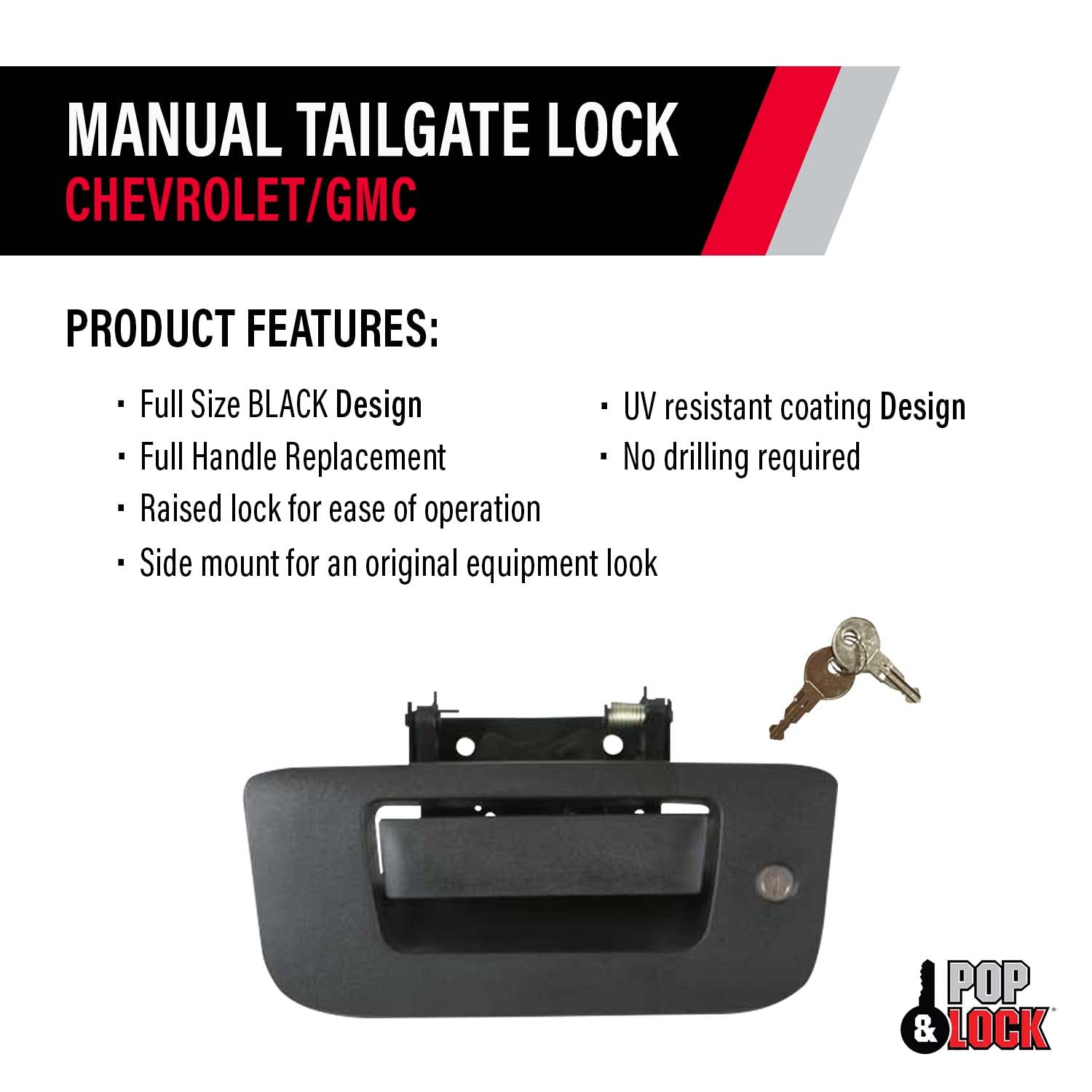 Pop & Lock Manual PL1310 Black Tailgate Lock for Chevy/GMC (New Body)