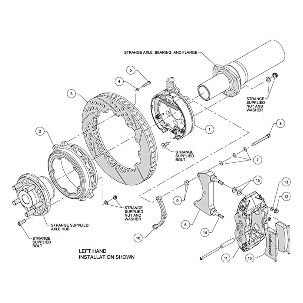 Rear P-Brk Kit, FNSL4R, 12.88", Drilled