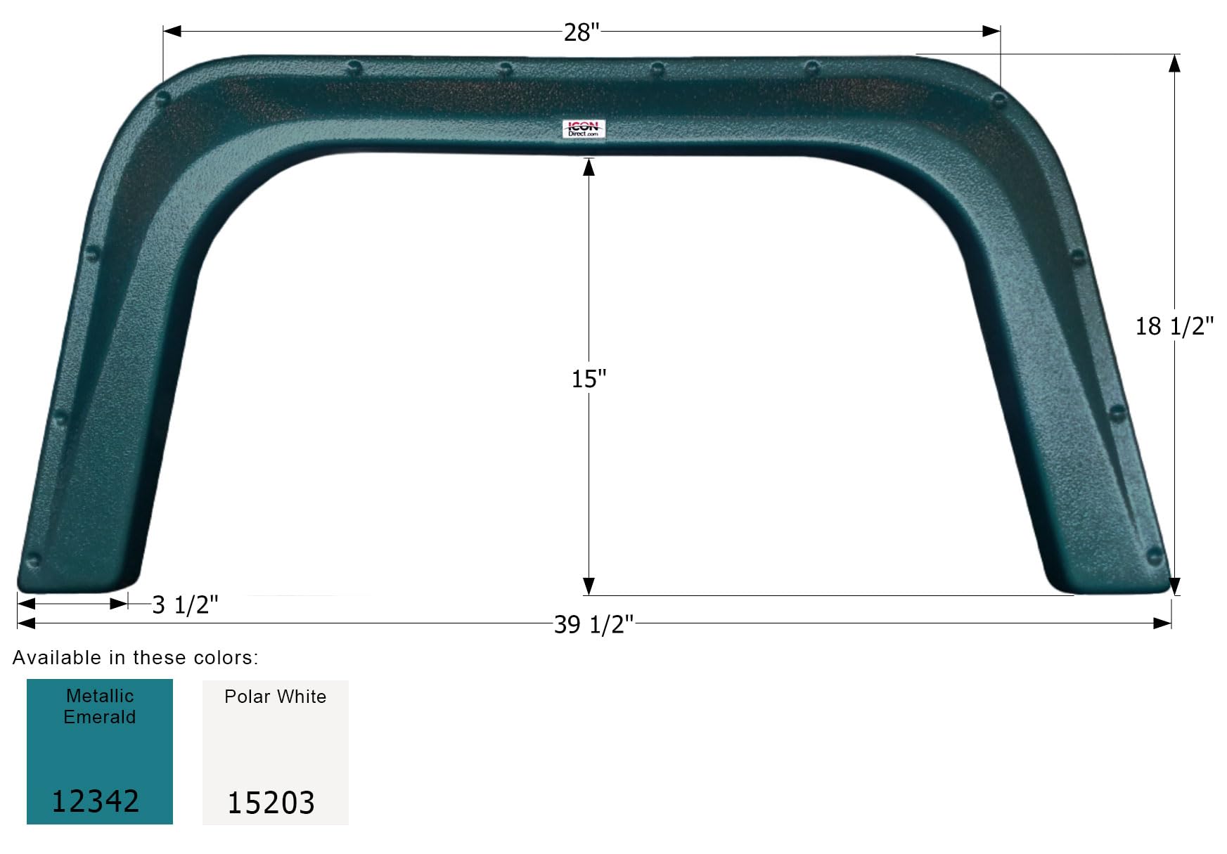 Single Fender Skirt, Triple E, FS2342, Metallic Emerald
