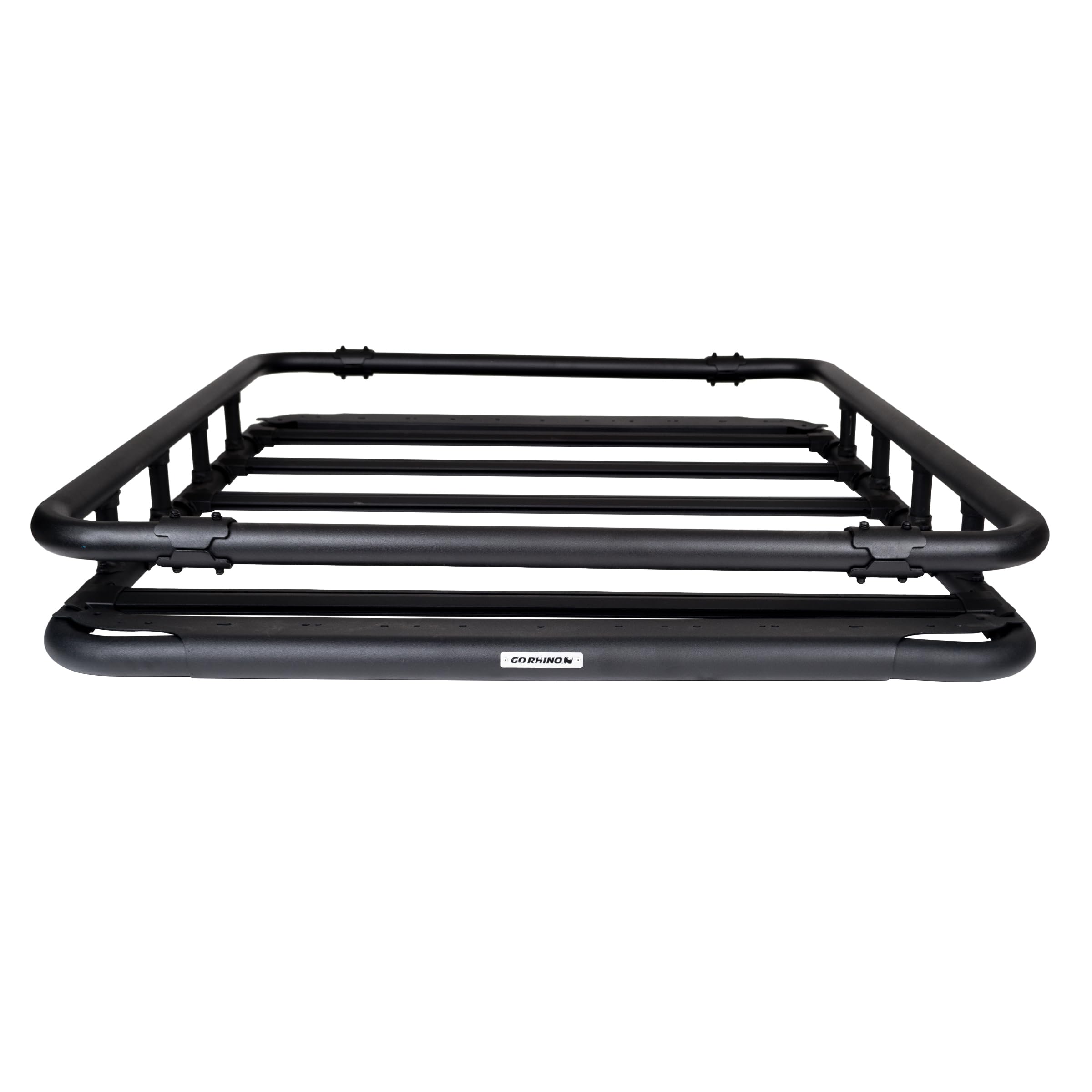 Go Rhino Flat Platform SRM 500 Roof Rack w/Quad-Rail & Clamps | Aluminum, Textured Black, L: 55" x W: 52" | 5935453T | Mounts to Most Cross Bars