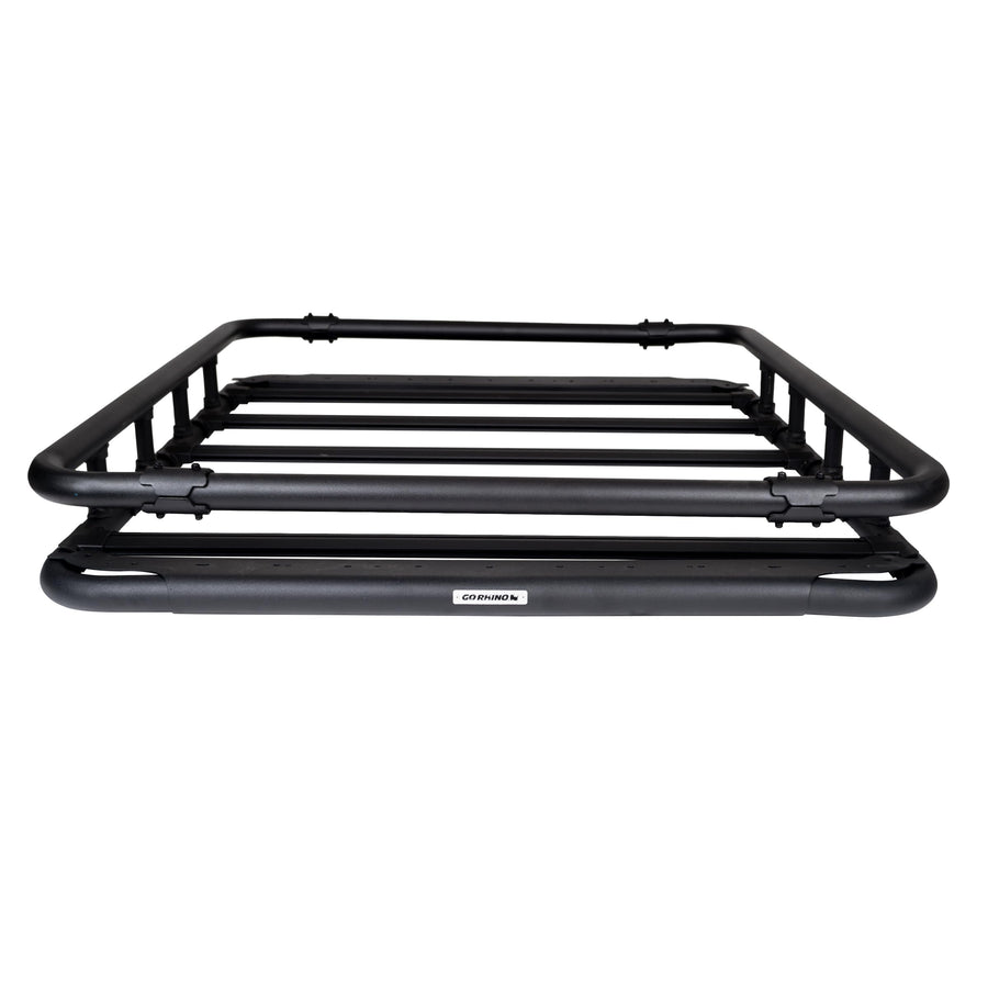Go Rhino Flat Platform SRM 500 Roof Rack w/Quad-Rail & Clamps | Aluminum, Textured Black, L: 55" x W: 52" | 5935453T | Mounts to Most Cross Bars