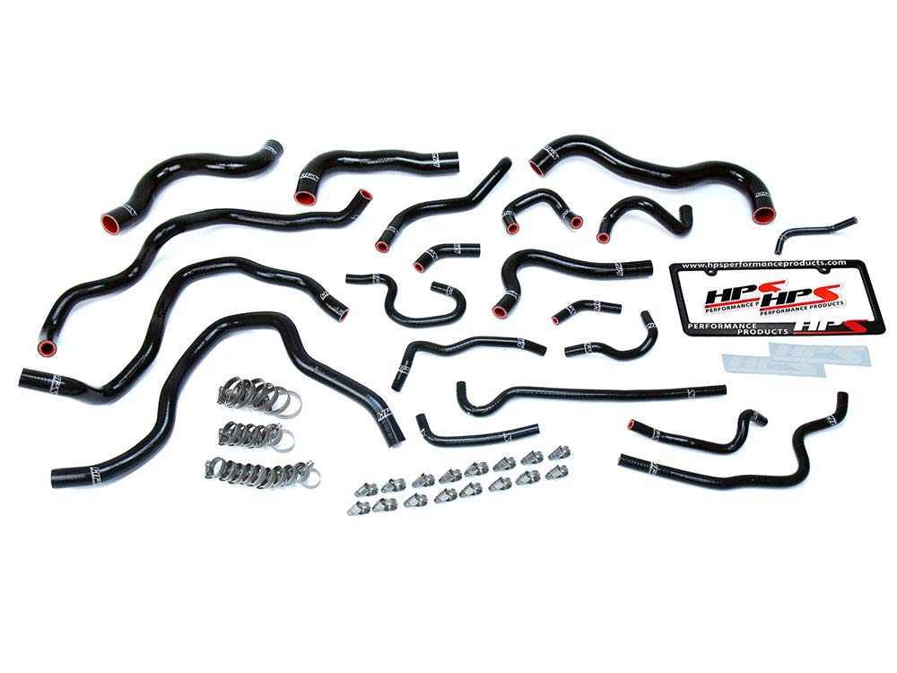 Black HPS 57-1607-BLK Silicone Radiator and Heater Hose Kit Coolant, 1 Pack