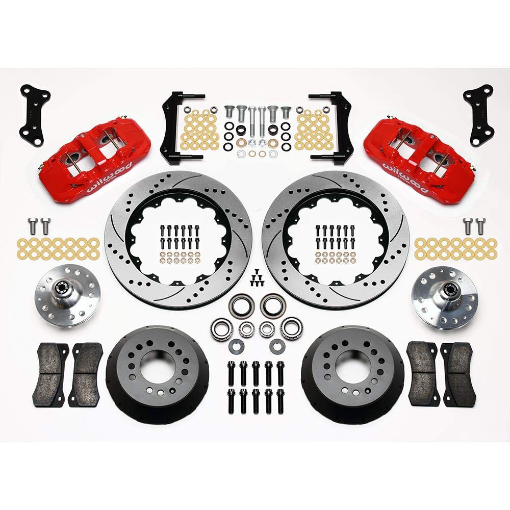AERO6 Hub Front Kit,15.00, Drilled, Red