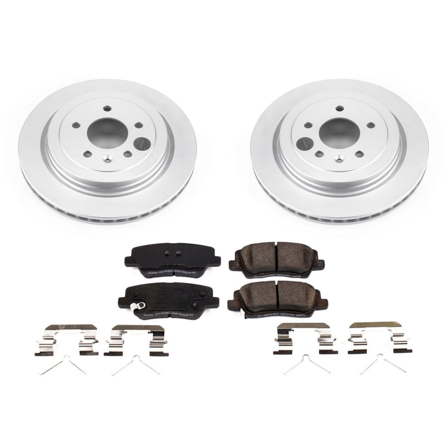 Coated Brake Rotor and Ceramic Brake Pads- Rear Power Stop CRK7401 For Cadillac ATS 2016-2018 [Model Specific]