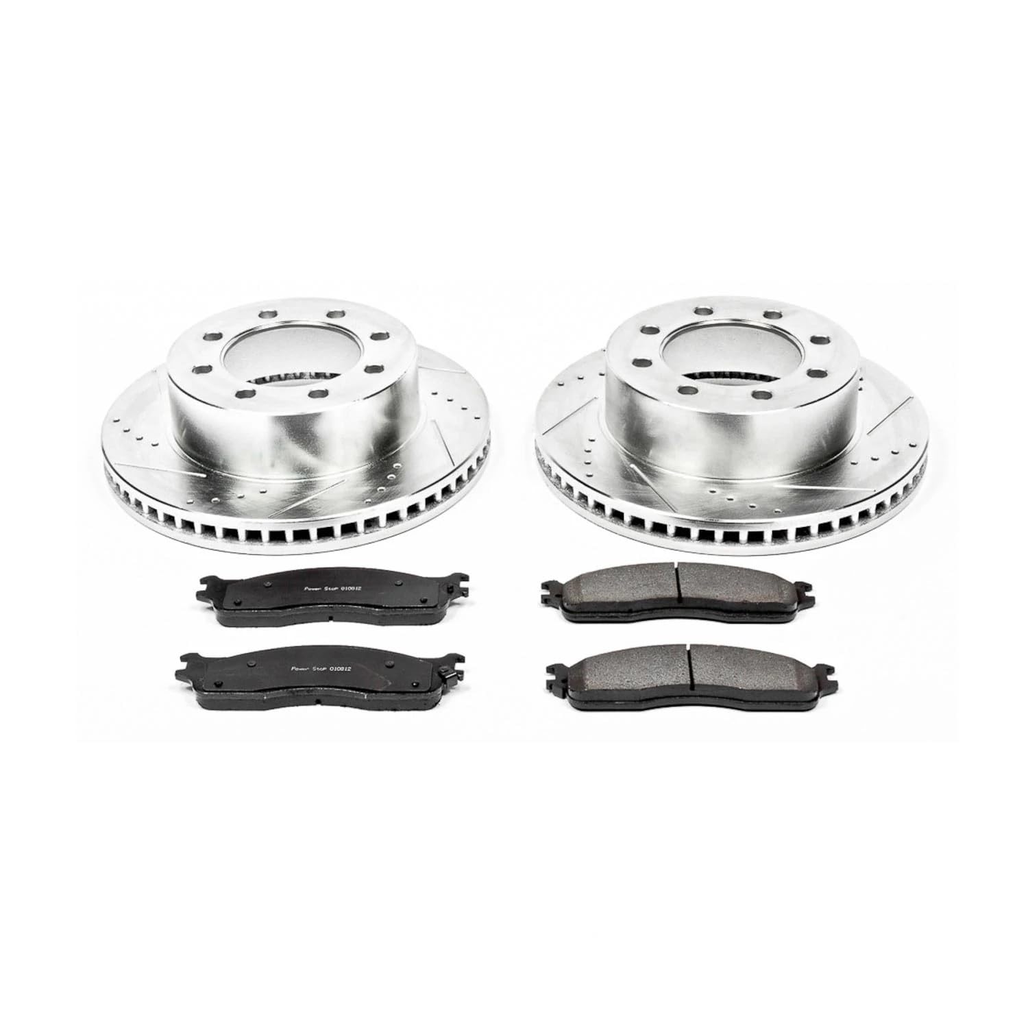 Power Stop K2203 Z23 Carbon Fiber Brake Pads with Drilled and Slotted Brake Rotors Kit For 2006-2008 Dodge Ram 1500 | 2003-2008 Dodge Ram 2500 3500 Pickup