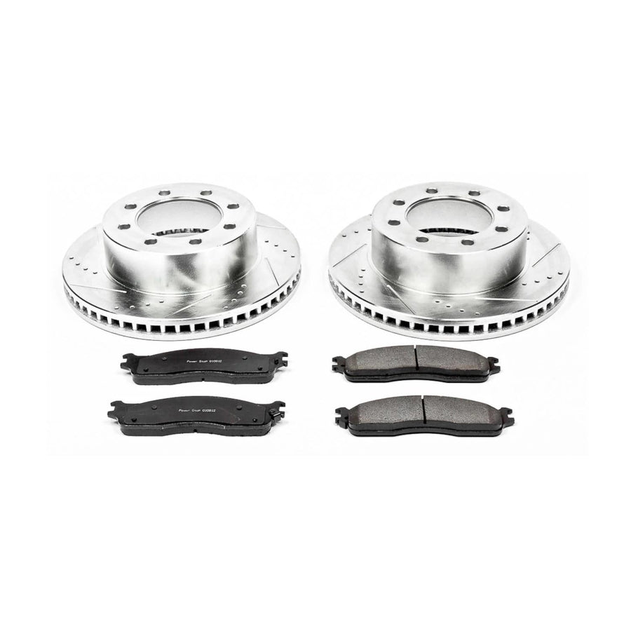 Power Stop K2203 Z23 Carbon Fiber Brake Pads with Drilled and Slotted Brake Rotors Kit For 2006-2008 Dodge Ram 1500 | 2003-2008 Dodge Ram 2500 3500 Pickup