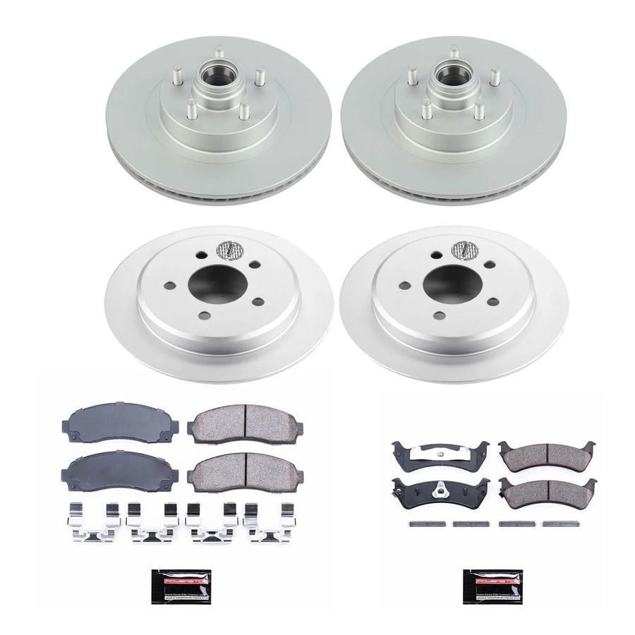 Power Stop Z17 Coated Rotor Front and Rear Brake Kit-Coated Brake Rotors & Ceramic Brake Pads For Ford Explorer Sport 2001-2002 [Model Specific]