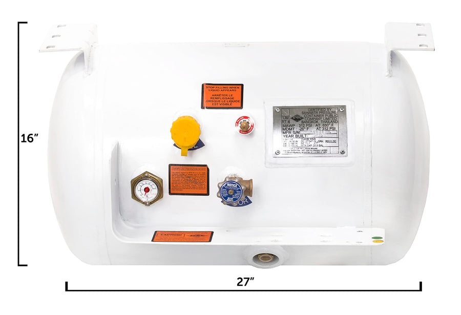 20.3 Gallon Flame King YSN203 Horizontal ASME RV, Van, Or Trailer Propane Tank Cylinder, 16" x 27"